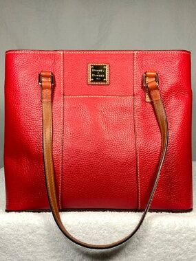 Dooney & Bourke Pebbled Leather Shoulder Bag/Tote - Red